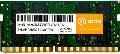 Модуль пам'яті ATRIA 16Gb DDR4 3200MHz sodimm (UAT43200CL22SK1/16)