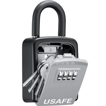 Металлический подвесной мини сейф для ключей c крюком USafe KS05s, с кодовым замком, Серый