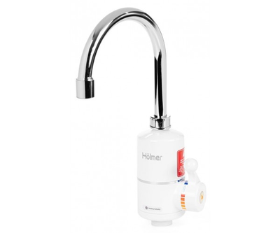Водонагрівач проточний Holmer HHW-303SH, White, 3000W, механічне керування, IPX4, з лійкою для душу та пристроєм захисного відключення, захист від включення без води, захист від перегріву