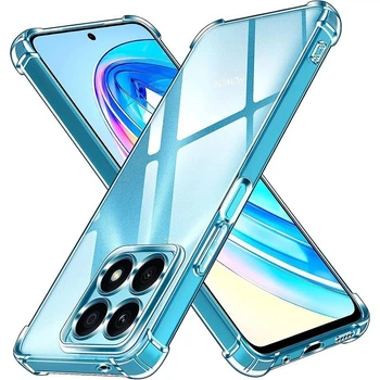 Противоударный силиконовый чехол для Honor X8a прозрачный бампер с усиленными углами