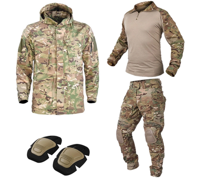 Тактический комплект военной одежды G3 Multicam, убакс+штаны с защитой, куртка M65 Мультикам р.S