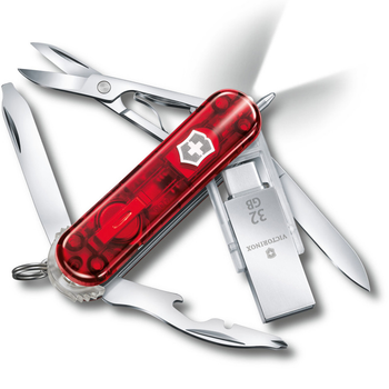 Швейцарський ніж Victorinox MIDNITE MANAGER@WORK 60мм/11 функцій, червоні прозорі накладки