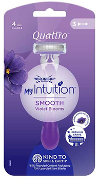 Набір для гоління Wilkinson My Intuition Quattro Smooth Violet Bloom для жінок 3 шт (4027800429202)