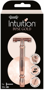 Бритва Wilkinson Sword Intuition Rose Gold класична жіноча зі змінними лезами ручка + 10 лез (4027800255702)