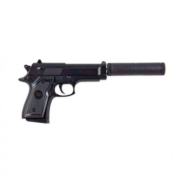 Детский пистолет Glock 19 27 см, металлический с глушителем на пульках Viоlеnt V1+ Черный