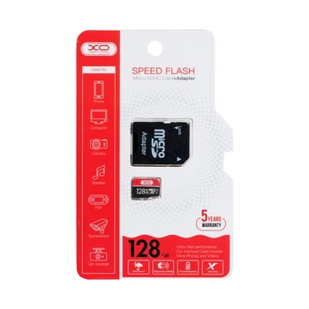 Высокоскоростная Карта Памяти XO MicroSDXC 128gb 10 Class & Adapter Чёрно-Красный