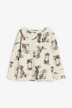 Кофта бежевая в принт котиков H&M 86-92см (400094104)