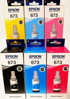 Комплект Оригинальных чернил Epson L800/L805/L810/L850/L1800 №673 (B/C/LC/M/LM/Y) 6х70ml