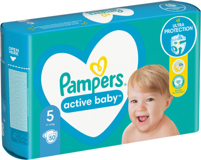 Pieluchy Pampers Active Baby Rozmiar 5 (11-16 kg) 50 szt (8006540032923)