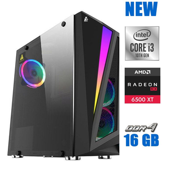 Игровой ПК 1stPlayer Rainbow R5-R1 Tower / Intel Core i3-10100F (4(8) ядра по 3.6-4.3 GHz) / 16 GB DDR4 / 240 GB SSD / Radeon RX 6500 XT, 4 GB GDDR6, 64-bit / 700W