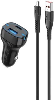 Автомобильное зарядное устройство Sky Dolphin SZ19V PD 20 Вт + QC3.0 20 Вт Черное + кабель micro-USB (AZP-000105)
