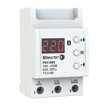Реле контролю напруги ElectrO РКУ-D63 230В 63А (RКUD63)