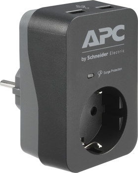 Filtr sieciowy APC Essential SurgeArrest 1 wyjście, 2 USB Czarny (PME1WU2B-GR)
