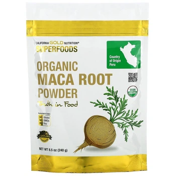 Органическая перуанская мака California GOLD Nutrition, Superfoods "Organic Maca Root Powder" сертифицированный порошок из корня для повышения либидо (240 г / 8,5 унции)
