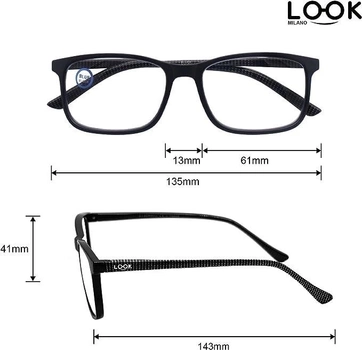 Очки для коррекции зрения +3.00 LOOK черные пластик Luce HEV защита от синего цвета (Blue Block) B0BH4LK3FC
