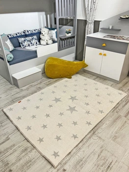 Килим дитячий Moretti Side, 125*180 см, двосторонній сірий і білий Зірки