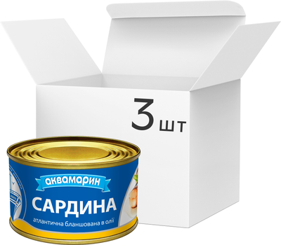 Упаковка сардин Аквамарин 230 г х 3 шт (4820183773753_1/4820183773746)