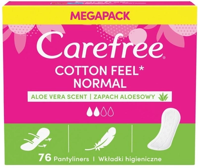 Wkładki higieniczne Carefree Cotton Feel Normal Aloe 76 sztuk (3574660464368)