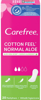Wkładki higieniczne Carefree Cotton Aloe feel normal zapach aloesowy 20 szt (3574661486123)