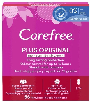 Wkładki higieniczne Carefree Plus Original Fresh scent 56 szt (3574661487311)