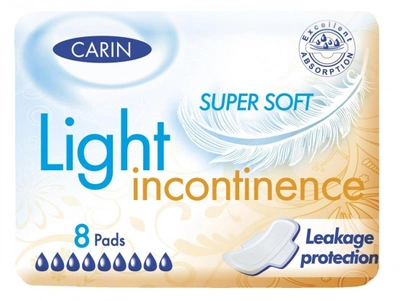 Wkładki na nietrzymanie moczu Carin Light Incontinence super soft 8 szt (8594004301048)
