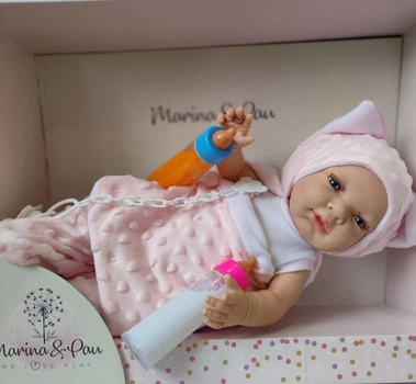 Пупс вініловий з пляшечками Nacido Pink Marina&pau, 40 см