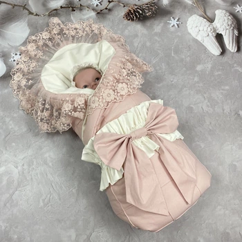 Конверт-ковдра на виписку Baby 90х90 см світла пудра