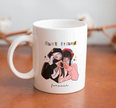 Чашка керамічна з крутим принтом Best Friends для найкращої подружки на подарунок 330 мл біла