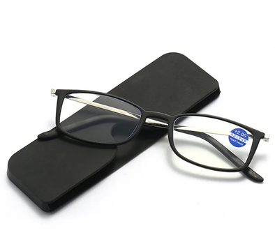 Ультратонкие очки для чтения +2.00 диоптрий HARKO с защитой от синего света, черные (75220220)
