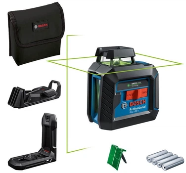 Лазерний нівелір Bosch Professional GLL 2-20 G із тримачем LB 10 і стельовим кріпленням DK 10 (0601065000)