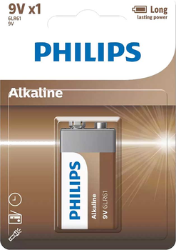 Батарейка Philips Entry Alkaline лужна 6LR61 (6LF22/MN1604/MX1604) блістер 1 шт. (6LR61A1B/10)
