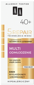 Крем для шкіри навколо очей AA Cosmetics Technologia Wieku 5Repair 40+ Мульти-омолоджуючий розгладжуючий та зміцнюючий 15 мл (5900116043906)