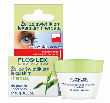 Гель для повік та для шкіри навколо очей Floslek з екстрактом очанки та чаю 10 г (5905043000084)
