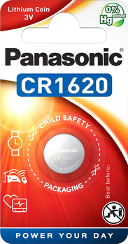 Батарейка Panasonic літієва CR1620 блістер, 1 шт (CR-1620EL/1B)