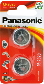 Батарейки Panasonic літієві CR2025 блістер, 2 шт (CR-2025EL/2B)
