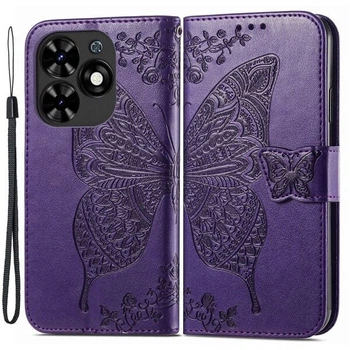 Чехол-книжка с рисунком UniCase Butterfly Pattern для TECNO Spark Go 2024 / Spark 20C - Dark Purple