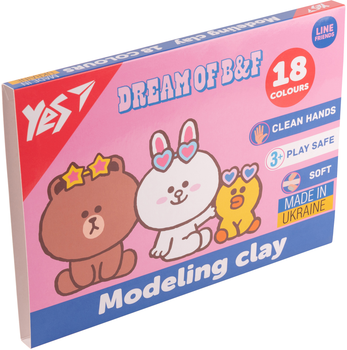 Пластилін YES Line Friends 18 кольорів 360 г (540679) (4823095406795)