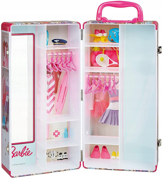 Rozkładana szafa Klein dla lalek Barbie z półkami i wieszakami na ubrania (4009847058010)