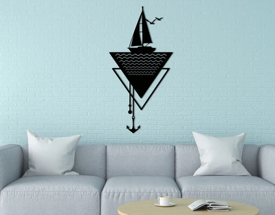 Декоративне панно на стіну з дерева Upwood Decor Корабель Ship 55 х 27.5 см black