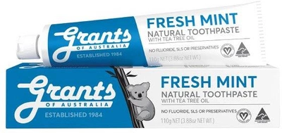 Зубна паста Grants Of Australia Natural Toothpaste Fresh Mint натуральна освіжаюча без фтору 110 г (9312812000408)