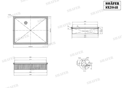 Фільтр повітряний SsangYong Action I/II, Kyron, Korando 2.0-2.3 (05-), (з металевою сіткою) SX2048 SHAFER