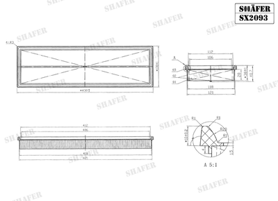 Фильтр воздушный VW Passat B8, Jetta IV 2.5 (12-), (USA), (упаковка полиэтиленовый пакет) SX2093NB SHAFER