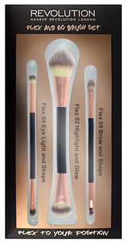 Zestaw pędzli do makijażu Makeup Revolution Flex & Go Brush Set 3 pies (5060495308291)