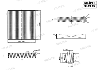 Фильтр салонный Suzuki SX4, Baleno, Swift III-IV, Subaru BRZ, Daihatsu Cuore VII, Terios, Honda Jazz II, 97-, угольный SAK155 SHAFER