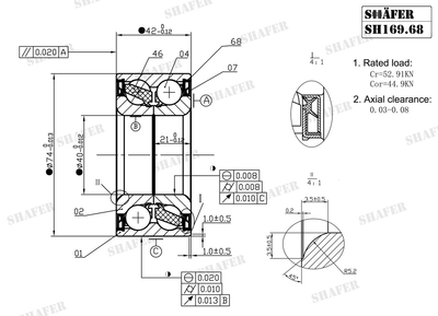 Подшипник передний Toyota Corolla E11, Avensis T22, 97-08, BYD F3, Geely Emgrand, (40x42x74) SH169.68 Shafer