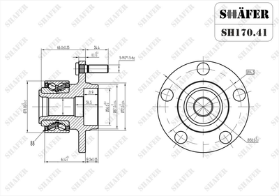 Ступиця передня Mazda 3, 03-05, ABS+ SH170.41 Shafer