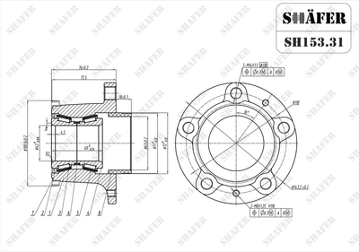 Ступиця передня Opel Astra G, Zafira A, 98-09, під 4 болти, ABS-SH153.31 Shafer