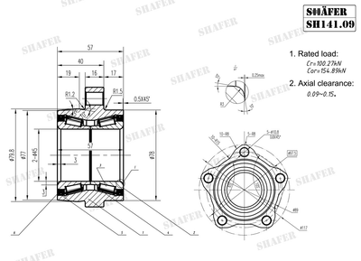 Підшипник передній Ford Transit, 06-, (45x57x110) SH141.09 Shafer