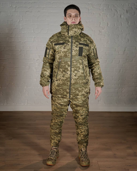 Форма армейская водонепроницаемая зимняя ГРЕТА с утеплителем ХОЛОСОФТ пиксель штаны бушлат с капюшоном XL - (52)