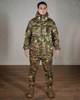 Форма армейская зимняя ГРЕТА с утеплителем ХОЛОСОФТ мультикам водонепроницаемый костюм брюки бушлат флисовая подкладка L - (50)